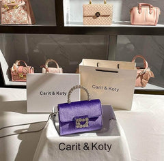 Luxury Rhinestone Flower Shoulder Chain Handbag Purple