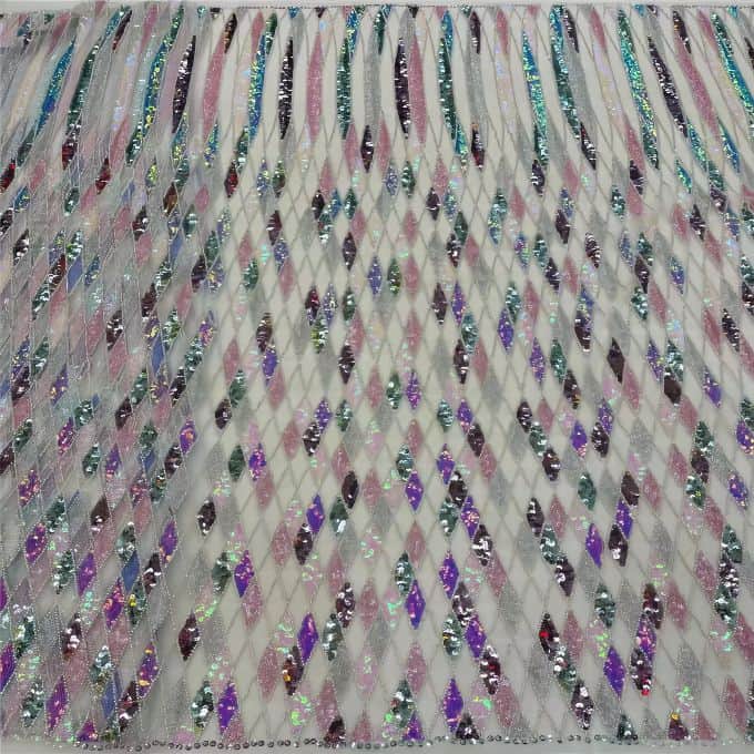 Luxury Sequin Lace French Net Embroidery Diamonds Decor Fabric-N9P0Q