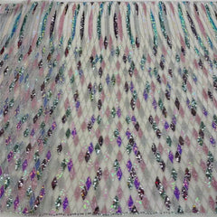 Luxury Sequin Lace French Net Embroidery Diamonds Decor Fabric-N9P0Q