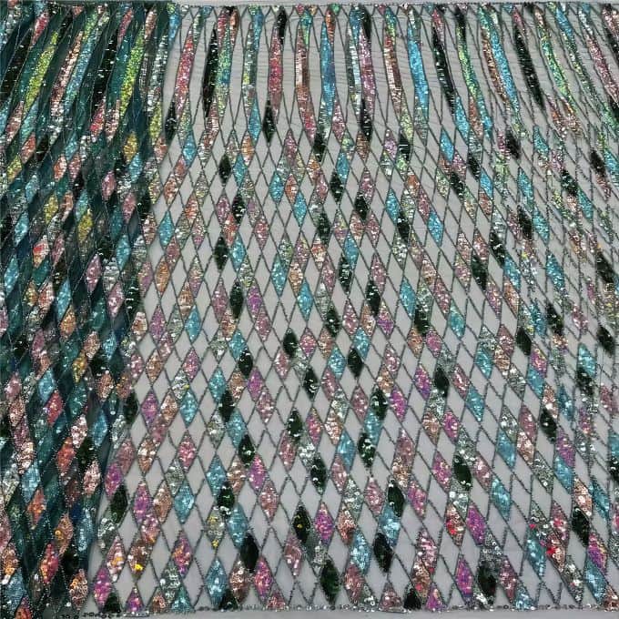 Luxury Sequin Lace French Net Embroidery Diamonds Decor Fabric-N9P0Q