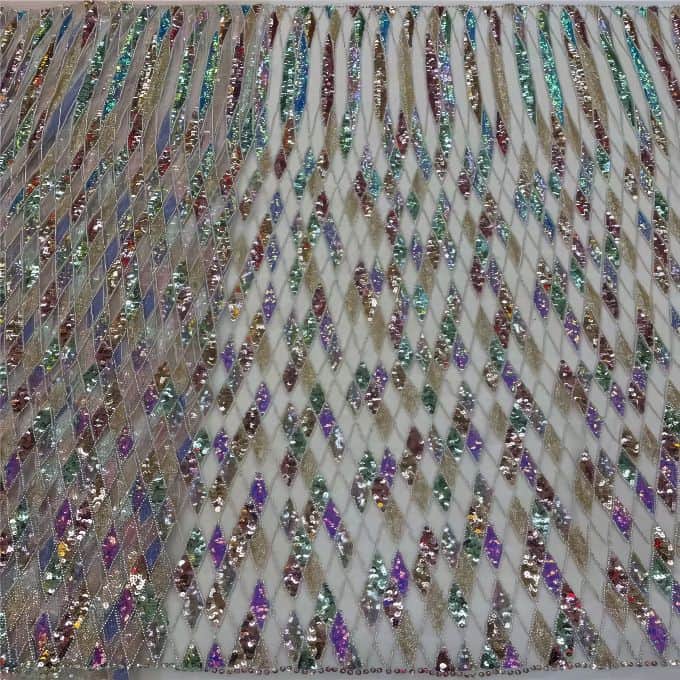 Luxury Sequin Lace French Net Embroidery Diamonds Decor Fabric-N9P0Q
