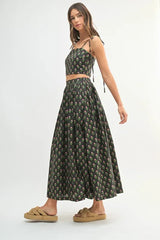 MABLE Floral Crop Top and Skirt Set