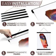 Magnetic DIY Wood Poster Frame: Teak Pine Hangers Kit for Pictures, Canvas Prints, Poster Scroll Artwork