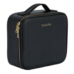 Makeup Train Case with Adjustable LED Mirror - Cosmetic Travel Case with Dividers for Lady Black with Mirror