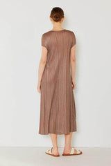 Marina West Swim Pleated Cap Sleeve A-Line Dress