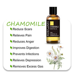 MAYJAM Essential Oils: 10ml, 30ml, 100ml for Humidifier Diffuser - Lavender, Jasmine, Eucalyptus, Ylang Ylang, Vanilla, Tea Tree Aroma Oil Chamomile Oil / 30ml / CHINA