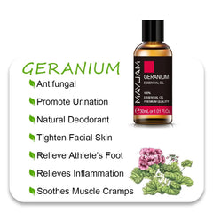 MAYJAM Essential Oils: 10ml, 30ml, 100ml for Humidifier Diffuser - Lavender, Jasmine, Eucalyptus, Ylang Ylang, Vanilla, Tea Tree Aroma Oil Geranium Oil / 30ml / CHINA