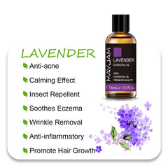 MAYJAM Essential Oils: 10ml, 30ml, 100ml for Humidifier Diffuser - Lavender, Jasmine, Eucalyptus, Ylang Ylang, Vanilla, Tea Tree Aroma Oil Lavender Oil / 30ml / CHINA