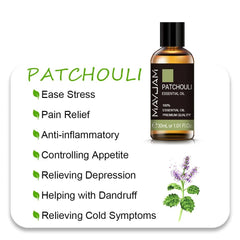 MAYJAM Essential Oils: 10ml, 30ml, 100ml for Humidifier Diffuser - Lavender, Jasmine, Eucalyptus, Ylang Ylang, Vanilla, Tea Tree Aroma Oil Patchouli Oil / 30ml / CHINA