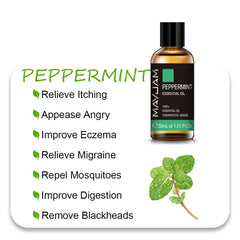 MAYJAM Essential Oils: 10ml, 30ml, 100ml for Humidifier Diffuser - Lavender, Jasmine, Eucalyptus, Ylang Ylang, Vanilla, Tea Tree Aroma Oil Peppermint Oil / 30ml / CHINA