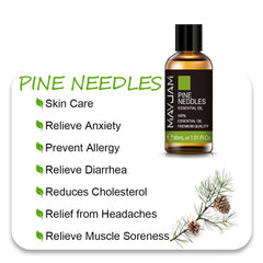 MAYJAM Essential Oils: 10ml, 30ml, 100ml for Humidifier Diffuser - Lavender, Jasmine, Eucalyptus, Ylang Ylang, Vanilla, Tea Tree Aroma Oil Pine Neddles Oil / 30ml / CHINA