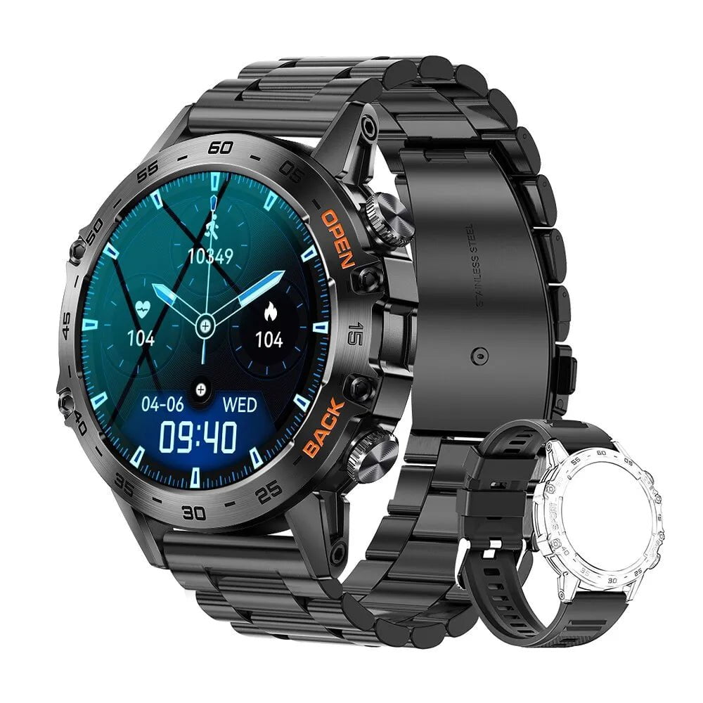 MELANDA Steel 1.39" Bluetooth Smartwatch for Men steel black
