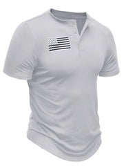 Men's American Flag Short Sleeve Henley Top White / S