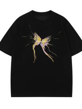 Men's Butterfly Splash Art Round Neck T-Shirt Black / S