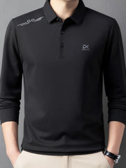 Men's Button Detail Long Sleeve Polo Black / 165