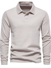 Men's Button Detail Long Sleeve Polo Dust Storm / S