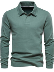 Men's Button Detail Long Sleeve Polo Moss / S