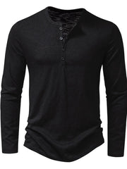 Men's Button Detail Long Sleeve T-Shirt Black / S