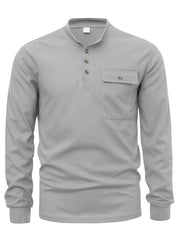 Men's Button Detail Long Sleeve T-Shirt Light Gray / S