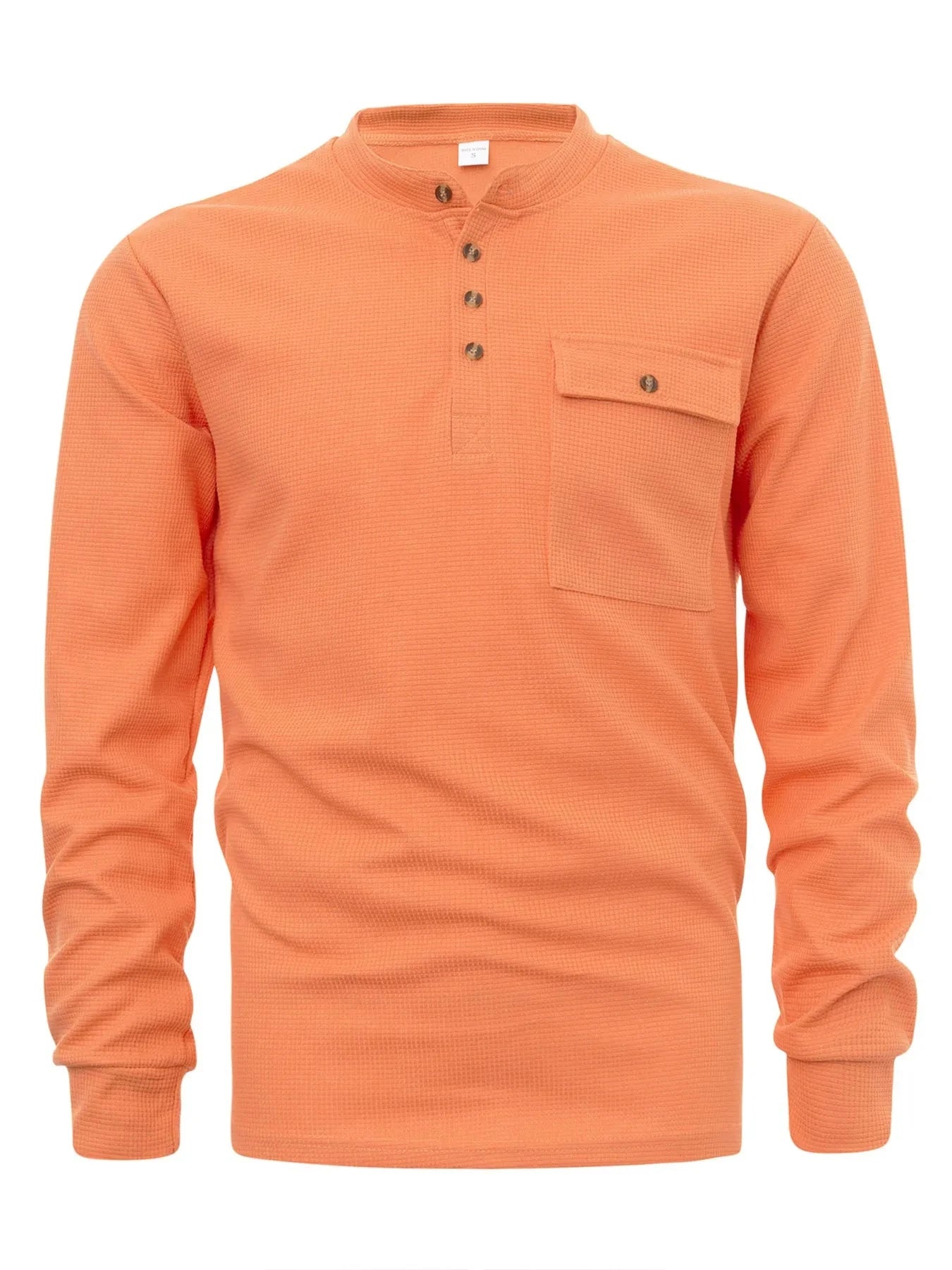 Men's Button Detail Long Sleeve T-Shirt Orange / S