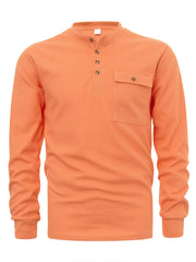Men's Button Detail Long Sleeve T-Shirt Orange / S