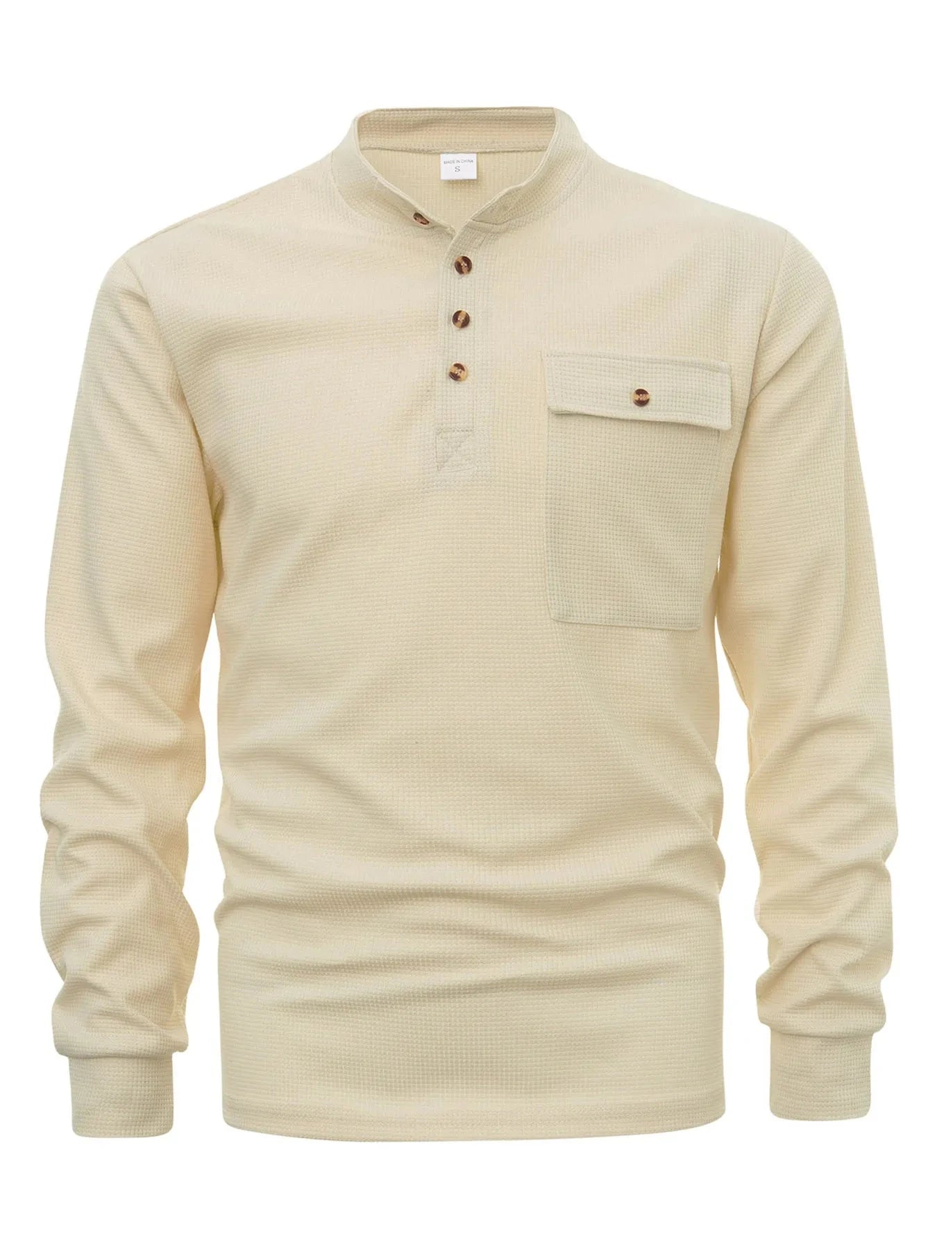 Men's Button Detail Long Sleeve T-Shirt Shallow Khakis / S