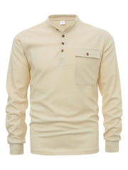 Men's Button Detail Long Sleeve T-Shirt Shallow Khakis / S