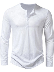 Men's Button Detail Long Sleeve T-Shirt White / S