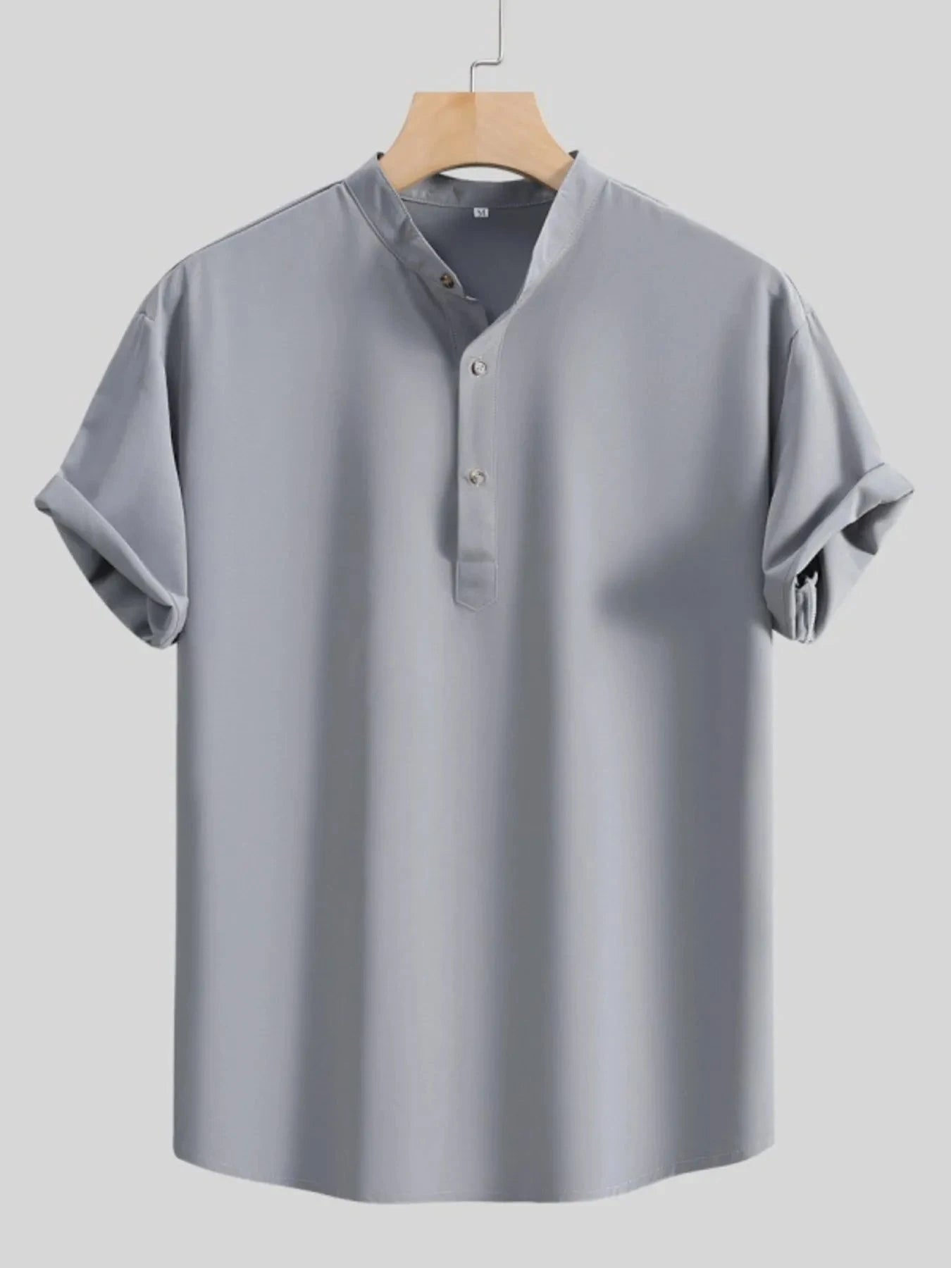 Men's Button Detail Short Sleeve Blouse Gray / S