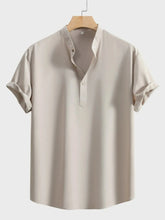 Men's Button Detail Short Sleeve Blouse Khaki / S