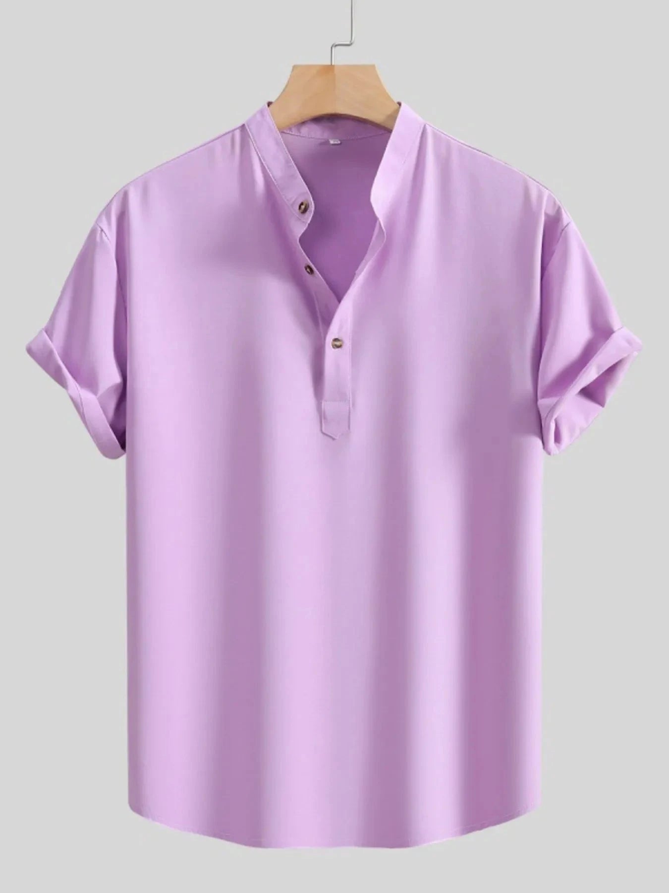 Men's Button Detail Short Sleeve Blouse Pink / S