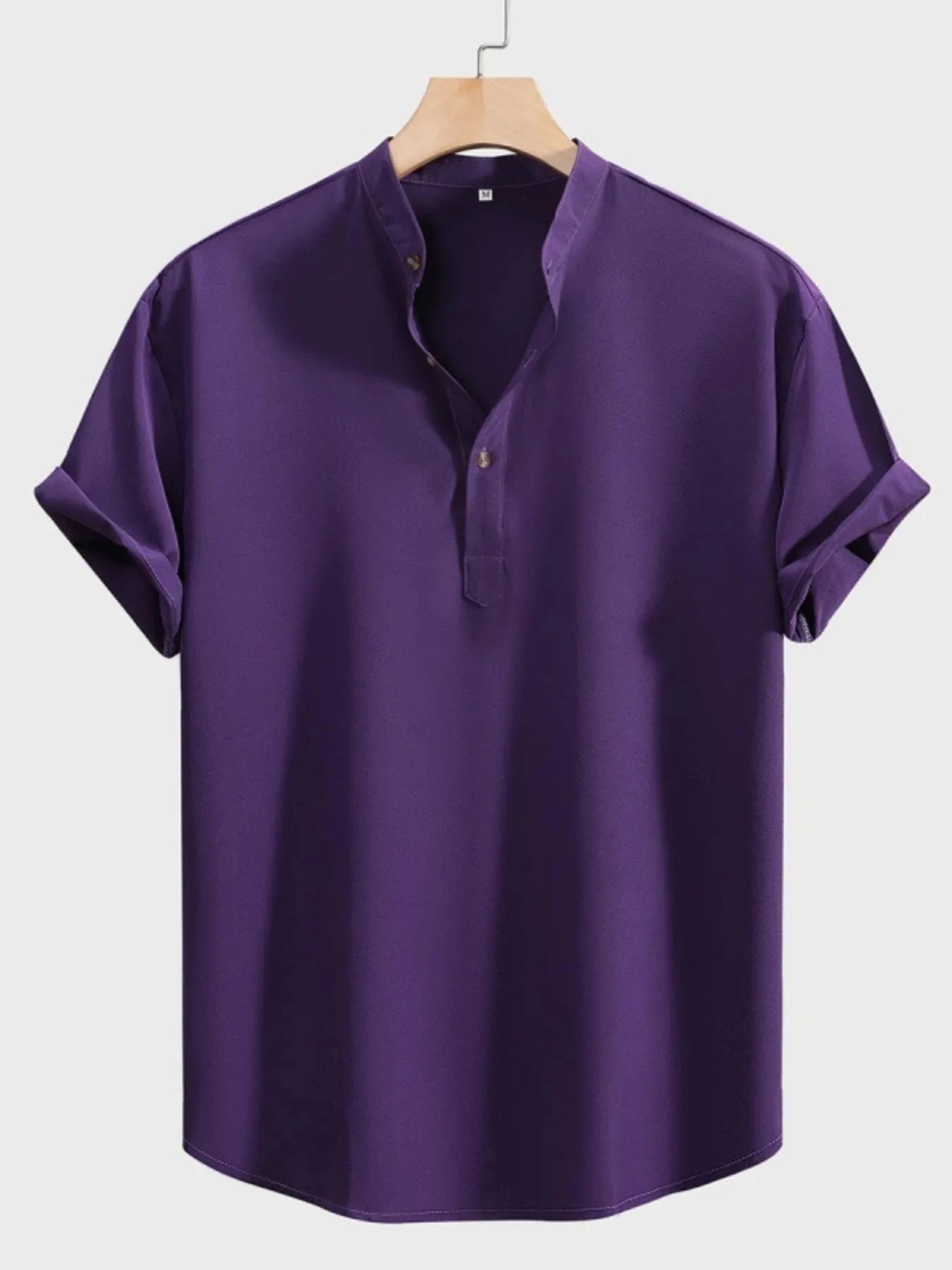 Men's Button Detail Short Sleeve Blouse Violet / S