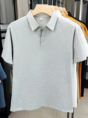Men's Button Detail Short Sleeve Polo Blue Gray / 48