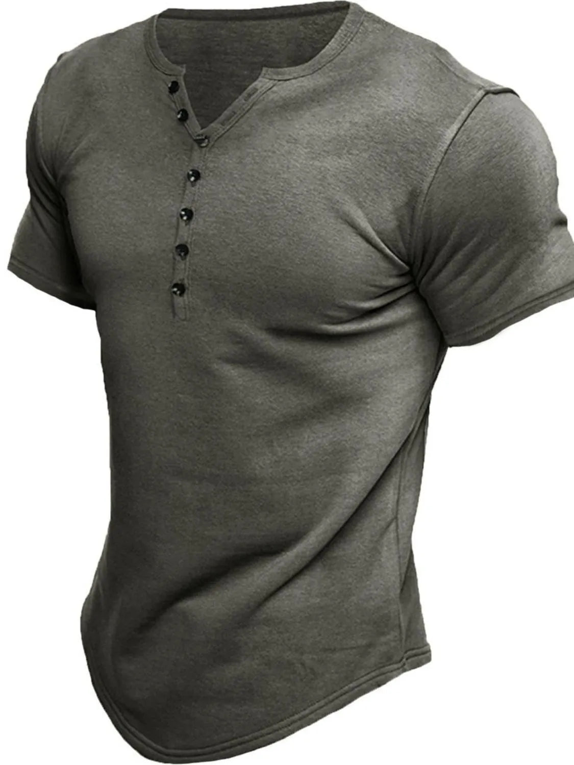 Men's Button Detail Short Sleeve Polo Dark Gray / S