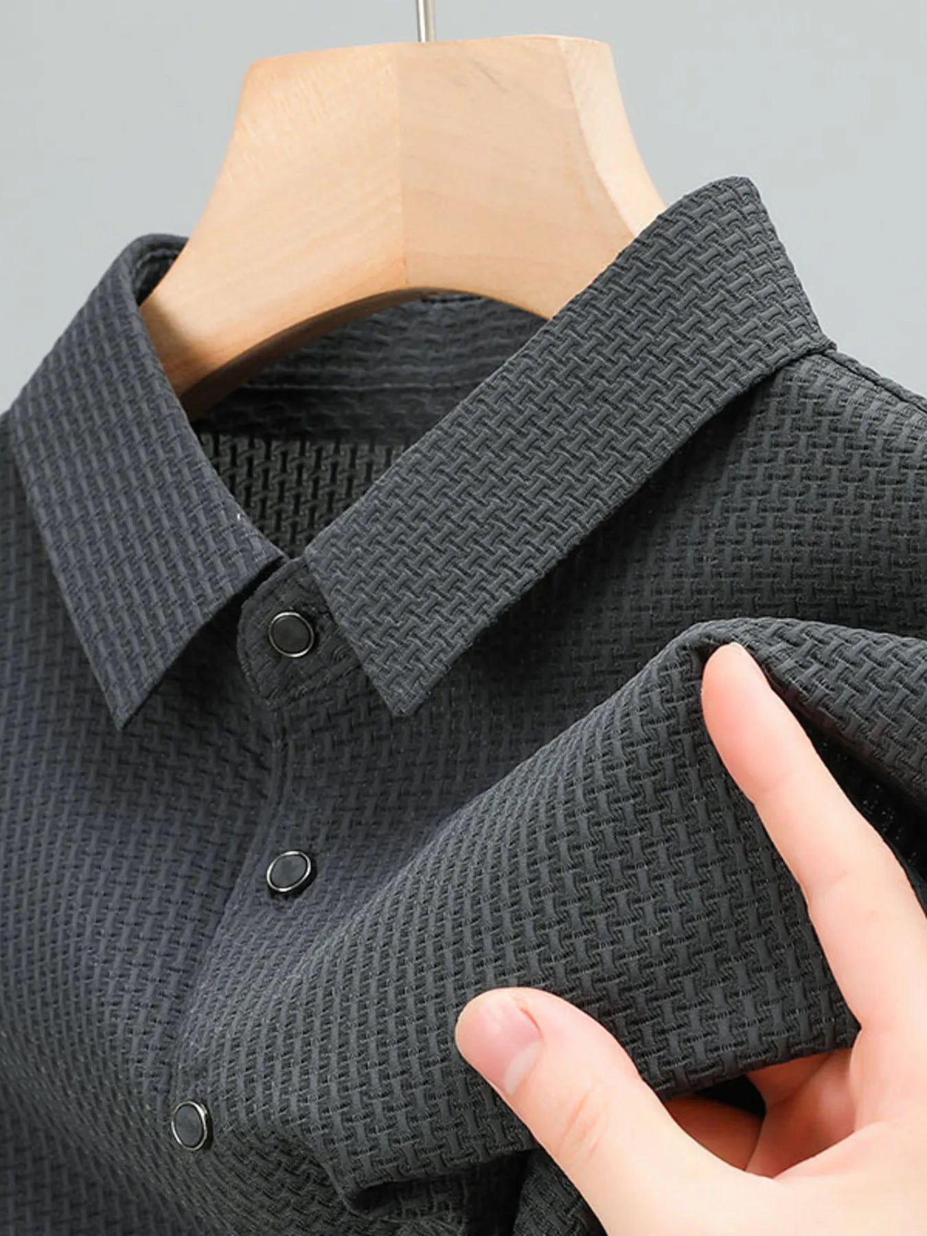 Men's Button Detail Short Sleeve Polo Gray / 165