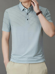 Men's Button Detail Short Sleeve Polo Light Gray / 170