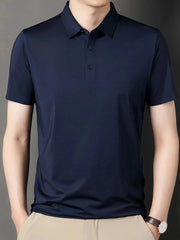 Men's Button Detail Short Sleeve Polo Navy Blue / 165