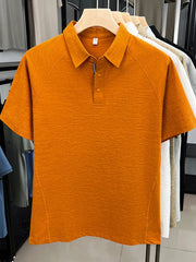 Men's Button Detail Short Sleeve Polo Sports Orange / 48