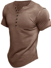 Men's Button Detail Short Sleeve Polo Taupe / S