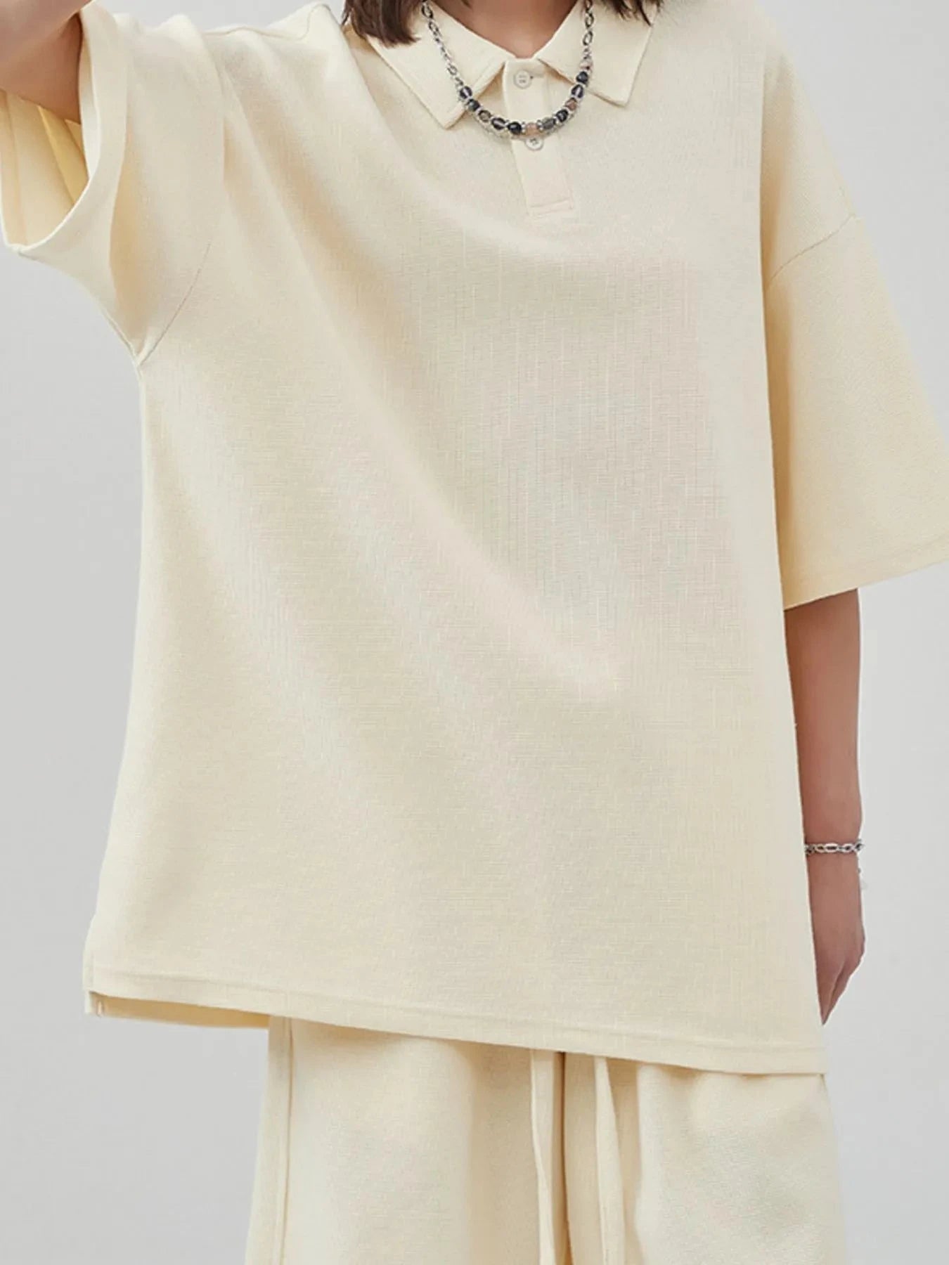 Men's Button Detail Short Sleeve T-Shirt Beige / S