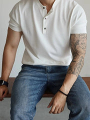 Men's Button Detail Short Sleeve T-Shirt White / M