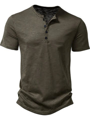 Men's Button Detail Short Sleeve Top Army Green / S