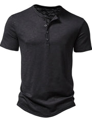Men's Button Detail Short Sleeve Top Black / S