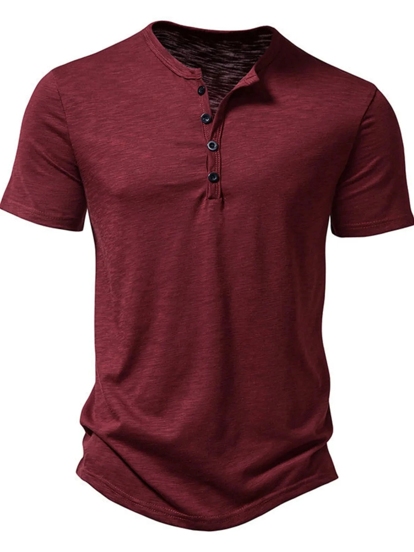 Men's Button Detail Short Sleeve Top Burgundy / S