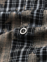 Men's Button Down Distressed Plaid Shirt