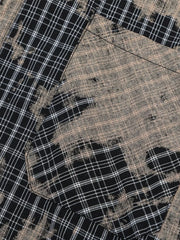 Men's Button Down Distressed Plaid Shirt