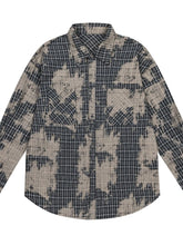 Men's Button Down Distressed Plaid Shirt Black / S