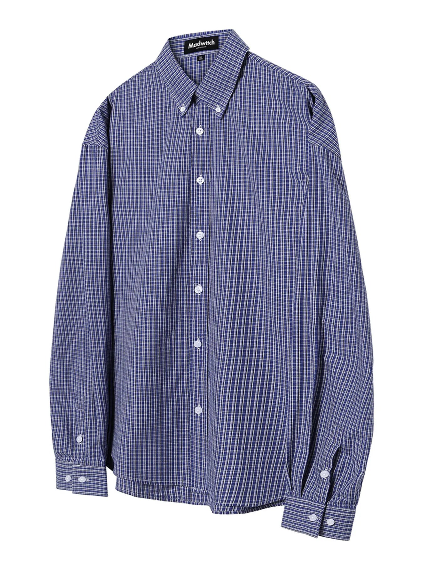 Men's Button Down Long Sleeve Plaid Shirt Blue / S