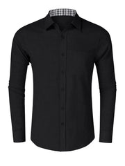 Men's Button-Down Shirt with Gingham Contrast
