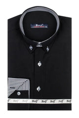 Men's Button-Down Shirt with Striped Detail